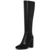 21-NySUQX3L.jpg Women's Faux Leather Tall Boots Fashion Square Toe Chunky Heel Knee High Boots with Side Zip