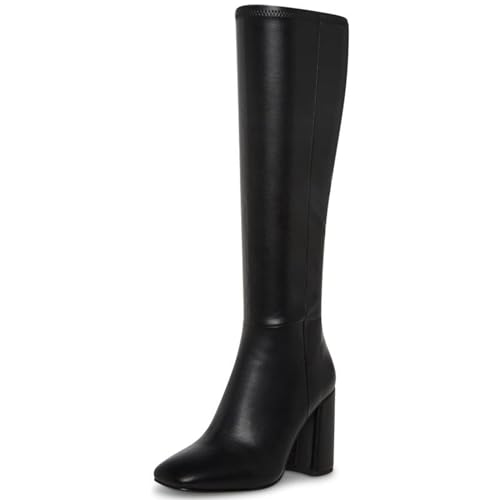 21-NySUQX3L.jpg Women's Faux Leather Tall Boots Fashion Square Toe Chunky Heel Knee High Boots with Side Zip
