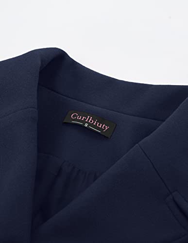 Women's Pea Coat Double Breasted A Line Long Trench Coat Winter Dress Coat with Pockets