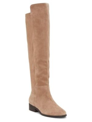 Womens Knee High Boots Round Toe Chunky Block Heels Suede Fashion Winter Booties