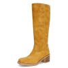 31-39I3AiaL.jpg Womens Banana Knee High Boots Square Toe Comfortable Campus Boots Block Heel Riding Boots Wide Calf Long Tall Boots