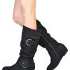 Women's Wide Calf Knee High Boots, Fur-lined Low Hidden Wedge Boots