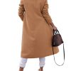 Women's Double Breasted Pea Coat Winter Notched Lapel Collar Wool Blend Long Trench Coat Jackets