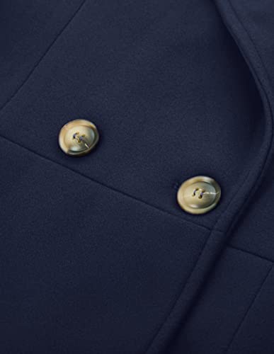 Women's Pea Coat Double Breasted A Line Long Trench Coat Winter Dress Coat with Pockets