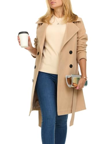 312NuSiy7lL.jpg Trench Coat for Women – Double-Breasted Long Winter Faux Wool Coat