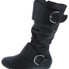 313IgHCxxmL.jpg Women's Klein-70 Closed Round Toe Buckle Slouch Flat Heel Mid-Calf Boot