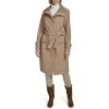 31465hXsN-L.jpg Women's Stand Belted Wool Trench Coat with Soft Ribbed-Knit Collar Detail