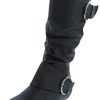 315MYAik9yL.jpg Women's Klein-70 Closed Round Toe Buckle Slouch Flat Heel Mid-Calf Boot