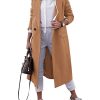 Women's Double Breasted Pea Coat Winter Notched Lapel Collar Wool Blend Long Trench Coat Jackets