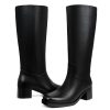 Platform Women's Knee High Square Toe Chunky Block Heel Long Wide Calf Riding Pull On Campus Boots