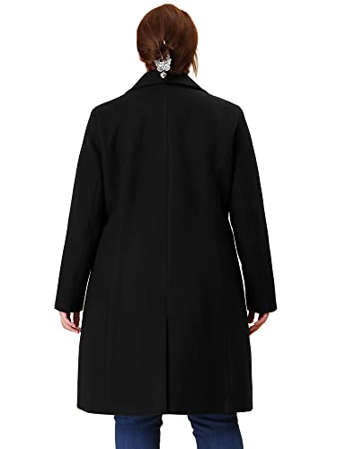 Plus Size Long Coats for Women Notched Lapel Winter Warm Double Breasted Coat