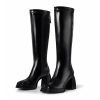 Fashion Knee High Boots Women Chunky Heel Square Toe Tall Boots for Women High Heel Black Side Zipper Long Boots