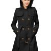 318USwB1MaL.jpg Women's Trench Coat Double Breasted Classic Lapel Overcoat Belted Jacket with Detachable Hood