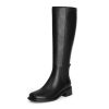 319C7sePJjL.jpg Knee High Boots Women Faux Leather Elastic Boots Low Heel Square Toe Side Zipper Fall Long Tall Boots for Women
