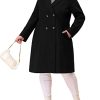 Plus Size Long Coats for Women Notched Lapel Winter Warm Double Breasted Coat