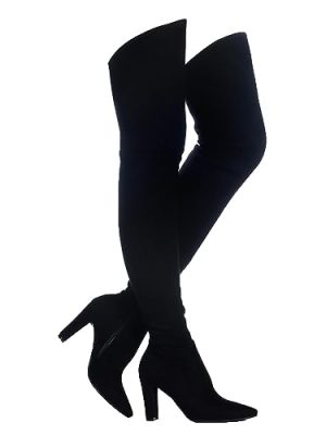Women Stretch Suede Chunky Heel Over The Knee Boots Thigh High for Women