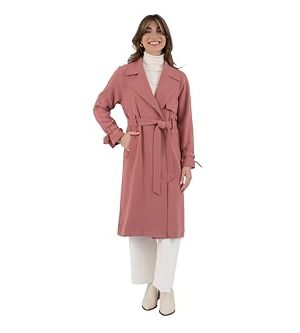 Women's Notch Collar Crepe Trench with Belt