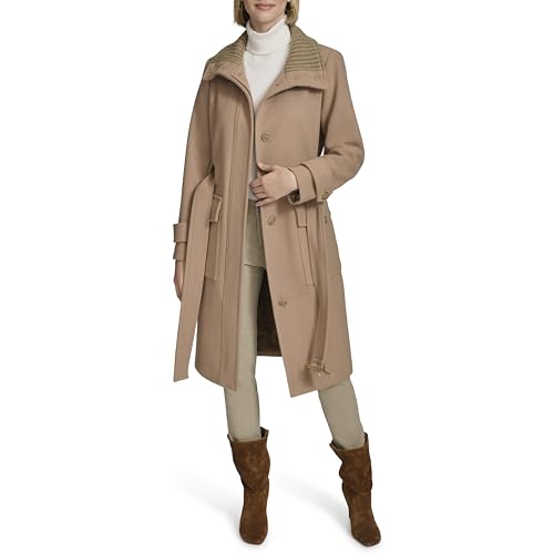319ywfZithL.jpg Women's Stand Belted Wool Trench Coat with Soft Ribbed-Knit Collar Detail