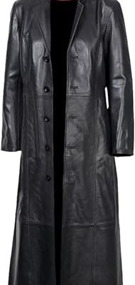 31ATewJ28-L.jpg Women Black Leather Duster Long Coat Length Full Trench Coat For Women's #1