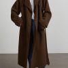 31BClKclxBL.jpg Women's Winter Double Breasted Wool Coat Long Sleeve Notch Lapel Midi Long Winter Trench Coat with Belt