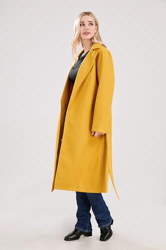 31BZ82764L.jpg Womens Long Wool Pea Coats Notched Collar Open Front Woolen Blend Trench Coat with Belt