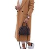 Women's Double Breasted Pea Coat Winter Notched Lapel Collar Wool Blend Long Trench Coat Jackets