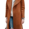 31Cyu-Fqo9L.jpg Women's Trench Coat Long Wool Blend Pea Coat Winter Casual Overcoat Notched Lapel Collar Belted Long Jacket Outerwear
