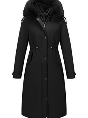 Women's Puffer Jacket Lightweight Quilted Hooded Long Down Alternative Coat with Belt