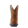 Womens Anthem Shortie H20 Embroidery Round Toe Pull On Casual Boots Mid Calf Low Heel 1-2" - Brown