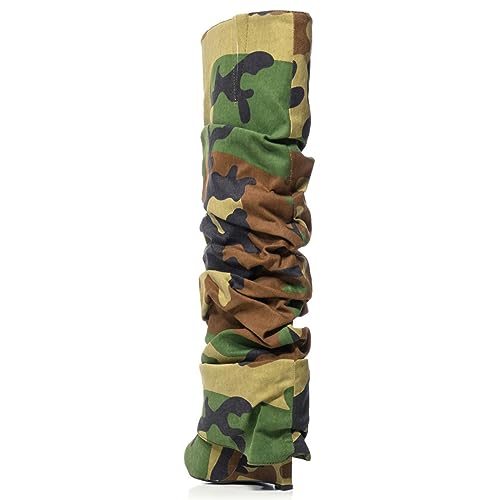 31HUdryY6WL.jpg Slouched Ruched Fold Over Boots for Women Covered Wedge Heel Patent Leather Knee High Boots Wide Calf Pointed Toe Casual Boots