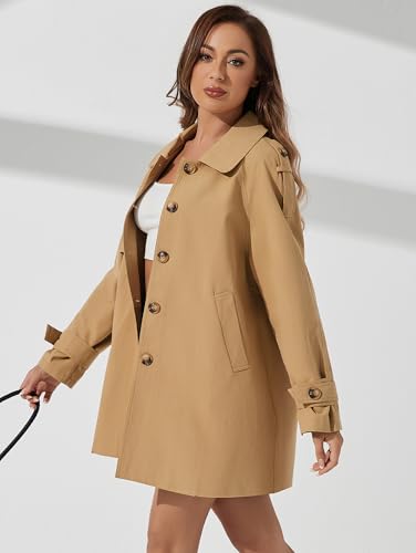 Women's Trench Coat Breasted Classic Lapel Overcoat Outerwear Coat Spring and Autumn loose Casual coat