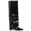 31Ik8fTG7VL.jpg Womens Knee High Boots Wide Calf Chunky High Heel Boots Fashion Fold Over Boot Pointed Toe Winter Fall Tall Boots for Women Pull