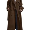 31InqPEw-RL.jpg Women's Winter Double Breasted Wool Coat Long Sleeve Notch Lapel Midi Long Winter Trench Coat with Belt