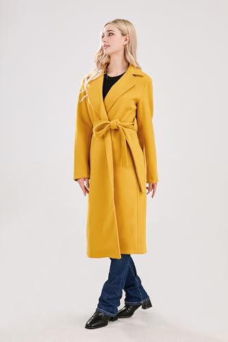 31IrO27KrfL.jpg Womens Long Wool Pea Coats Notched Collar Open Front Woolen Blend Trench Coat with Belt