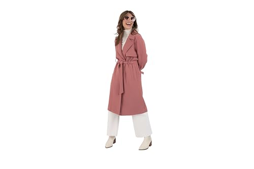 Women's Notch Collar Crepe Trench with Belt