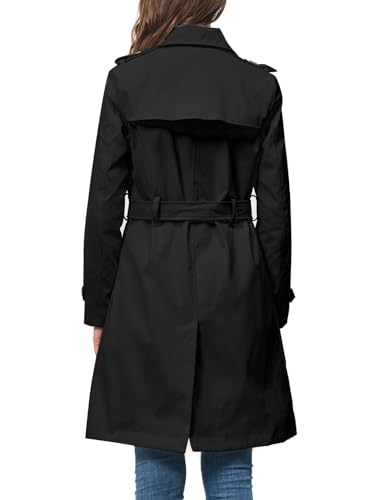 31L0u3Vj6TL.jpg Women's Trench Coat Double Breasted Classic Lapel Overcoat Belted Jacket with Detachable Hood