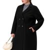 Plus Size Long Coats for Women Notched Lapel Winter Warm Double Breasted Coat