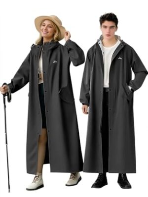 Lightweight Long Rain Coat for Women, Waterproof Raincoat with Hood, Packable Rain Jacket Windbreaker, Storage Bag