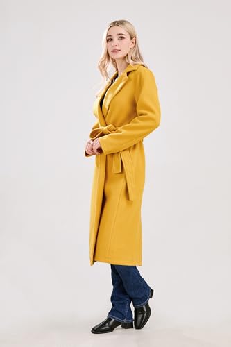 31M9WCSGRL.jpg Womens Long Wool Pea Coats Notched Collar Open Front Woolen Blend Trench Coat with Belt