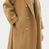 100 Wool Double-faced Women Wool Blend Coat Double-breasted Casual Cashmere Coat Belted Trench Jacket with Pockets