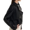 Womens Short Crop Trench Coat - Double Breasted Notched Lapel Stylish Fashion Spring Cropped Jacket for Women