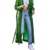 31QMYwGCukL.jpg Women's Trench Coat Leather Lambskin Long Overcoat Jacket Real Genuine Green For Women