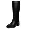 Platform Women's Knee High Square Toe Chunky Block Heel Long Wide Calf Riding Pull On Campus Boots