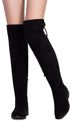 Women's 998 Suede Over The Knee High Boots Low Flat Heel Thigh High Boots for Women