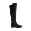 31T1U2Q81HL.jpg Women's Knee-High Boots Comfortable Flat Low Heel Round Toe Stretchy Suede Slouch Boots with Side Zipper