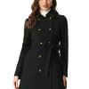 Winter Trench Coat for Women Overcoat Belted Outwear Double Breasted Mid Long Pea Coat