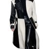 Women's Casual Real Lambskin Designer Handmade Two Tone Long Leather Trench Coat Full Length Overcoat