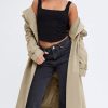 31X9KrUxhEL.jpg Women's Double Breasted Trench Coats Causal Windproof Long Lapel Pocketed Overcoat with Belt