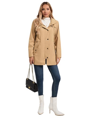 Women's Long Rain Jacket Waterproof Rain Coat with Hood Outdoor Light Raincoats Windbreaker