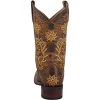 Women's Brown Secret Garden Floral Embroidered Pull-On Cowgirl Boot 5822